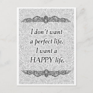 Ik wil een gelukkig leven - Positieve Quote's Briefkaart