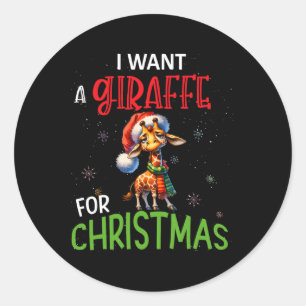 Ik wil een Giraffe voor kerst Grappig Schattige do Ronde Sticker