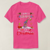 Ik wil een Giraffe voor kerstfeestdagen, kerstlamp T-shirt (Design voorkant)