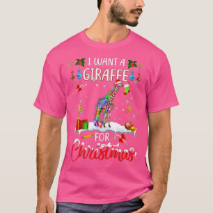 Ik wil een Giraffe voor kerstfeestdagen, kerstlamp T-shirt