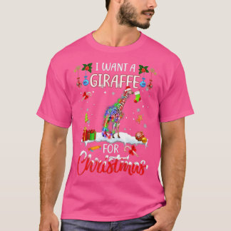 Ik wil een Giraffe voor kerstfeestdagen, kerstlamp T-shirt