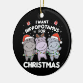 Ik wil een hippo voor kerst-snoepkeramiek keramisch ornament (Links)