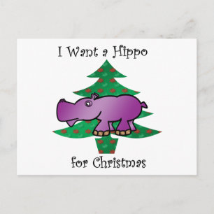 Ik wil een hippo voor kerstmis. feestdagenkaart
