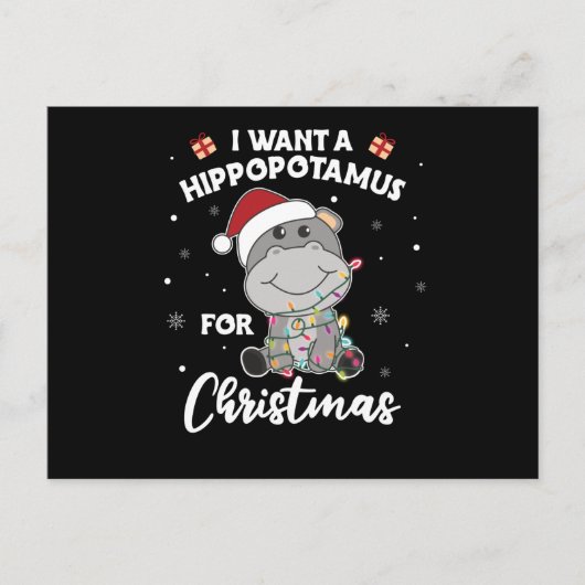 Ik wil een hippo voor kersttjapo's briefkaart (Voorkant)