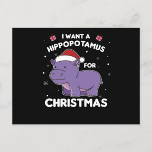 Ik wil een hippo voor kersttjapo's briefkaart