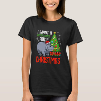 Ik wil een hippopotamus kersthippo t-shirt