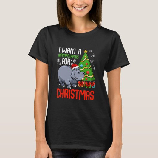 Ik wil een hippopotamus kersthippo t-shirt (Voorkant)