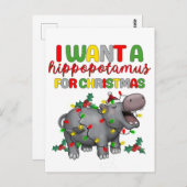 Ik wil een hippopotamus voor de kersttefsmunterij. briefkaart (Voorkant / Achterkant)