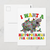 Ik wil een hippopotamus voor de kersttefsmunterij. briefkaart (Voorkant / Achterkant)