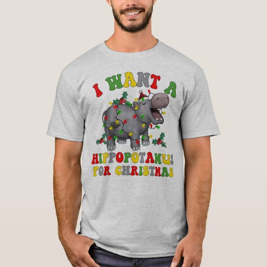 Ik wil een hippopotamus voor de kersttefsmunterij. t-shirt (Voorkant)