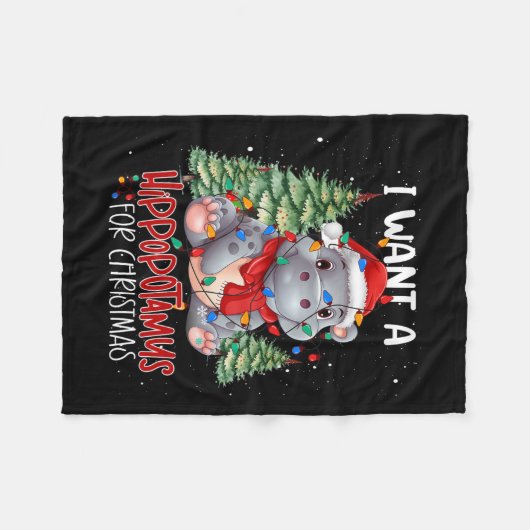 Ik wil een hippopotamus voor de kerstvakantie. fleece deken (Voorkant (Horizontaal))