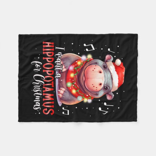 Ik wil een hippopotamus voor de kerstvakantie. fleece deken (Voorkant (Horizontaal))