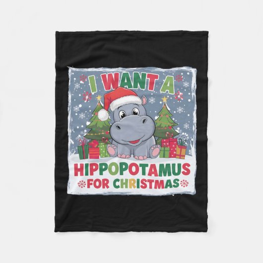 Ik wil een hippopotamus voor de kerstvakantie. fleece deken (Voorkant)