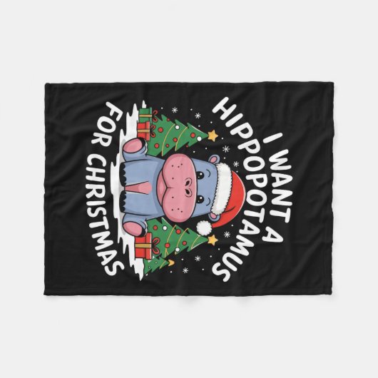 Ik wil een hippopotamus voor de kerstvakantie. fleece deken (Voorkant (Horizontaal))