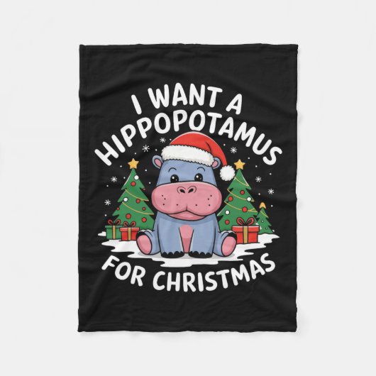 Ik wil een hippopotamus voor de kerstvakantie. fleece deken (Voorkant)