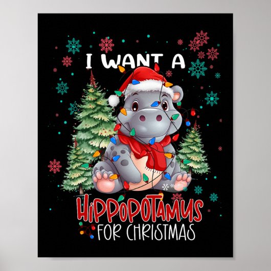 Ik wil een hippopotamus voor de kerstvakantie. poster (Voorkant)