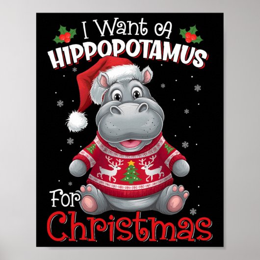 Ik wil een hippopotamus voor de kerstvakantie. poster (Voorkant)