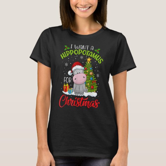 Ik wil een hippopotamus voor de kerstvakantie. t-shirt (Voorkant)
