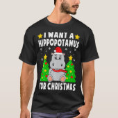 Ik wil een hippopotamus voor kerst hippo-pyjama t-shirt (Voorkant)