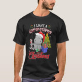 Ik wil een hippopotamus voor kerst hippo-pyjama t-shirt (Voorkant)