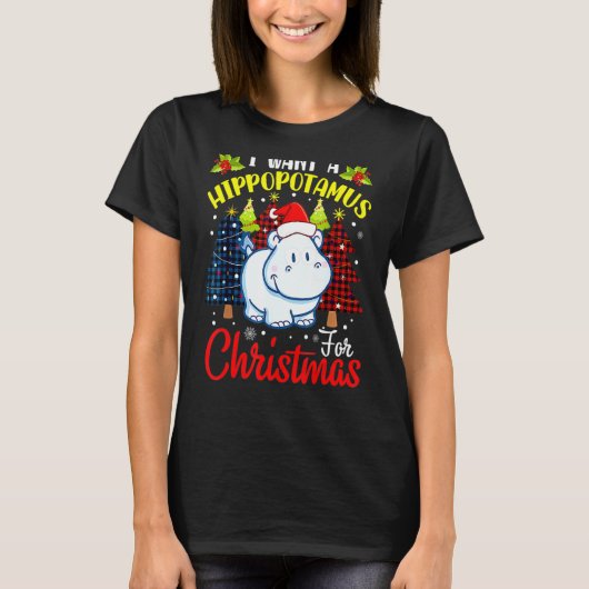 Ik wil een hippopotamus voor kerst hippo's t-shirt (Voorkant)