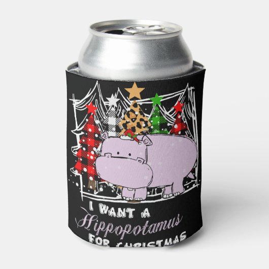 Ik wil een hippopotamus voor kerstcadeautjes. blikjeskoeler (Blikje Voorkant)