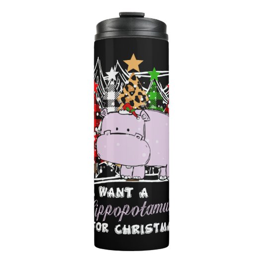 Ik wil een hippopotamus voor kerstcadeautjes. thermosbeker (Voorkant)