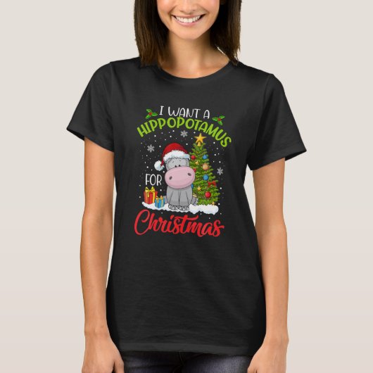 Ik wil een hippopotamus voor kerstfeest. t-shirt (Voorkant)