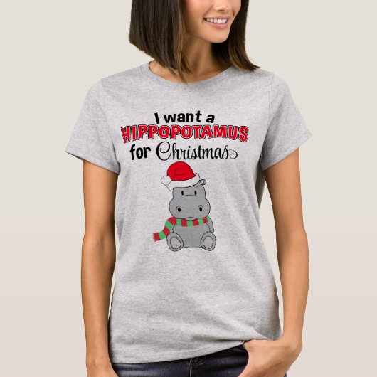 Ik wil een hippopotamus voor kerstfeestjes t-shirt (Voorkant)