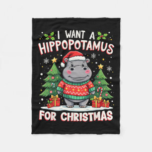 Ik wil een hippopotamus voor kerstkerstmis. fleece deken