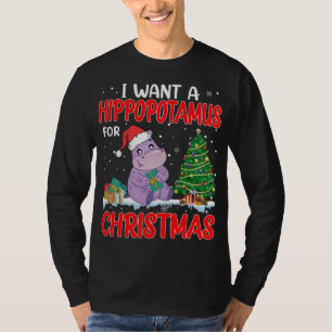 Ik wil een hippopotamus voor kerstlampjes Hippo X T-shirt