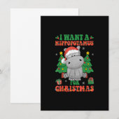 Ik wil een hippopotamus voor kerstlampjes Santa H Kaart (Voorkant / Achterkant)