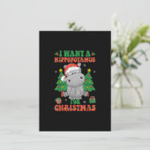 Ik wil een hippopotamus voor kerstlampjes Santa H Kaart (Staand voorkant)