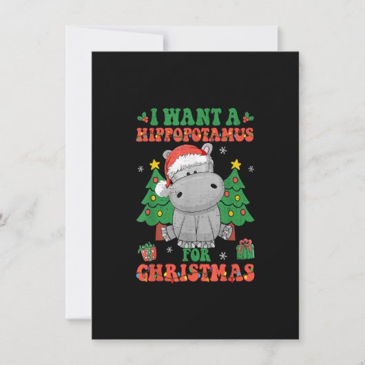 Ik wil een hippopotamus voor kerstlampjes Santa H Kaart (Voorkant)