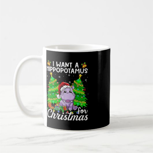 Ik wil een hippopotamus voor kerstlampjes Santa H Koffiemok (Links)