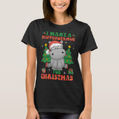 Ik wil een hippopotamus voor kerstlampjes Santa H T-shirt (Voorkant)