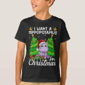 Ik wil een hippopotamus voor kerstlampjes Santa H T-shirt (Voorkant)