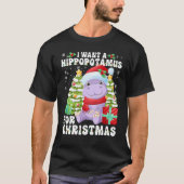 Ik wil een hippopotamus voor kerstlampjes Santa H T-shirt (Voorkant)