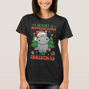 Ik wil een hippopotamus voor kerstlampjes Santa H T-shirt