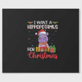 Ik wil een hippopotamus voor kerstmis. cadeaupapier (Vlak)