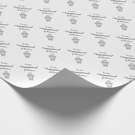 Ik wil een hippopotamus voor Kerstmis. Cadeaupapier (Hoek)