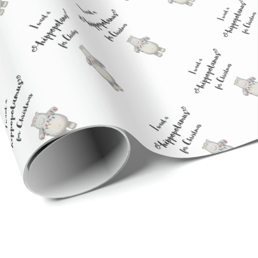 Ik wil een hippopotamus voor Kerstmis. Cadeaupapier (Rol Hoek)
