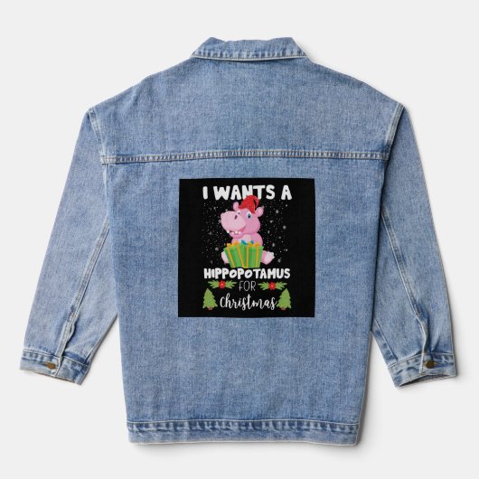 Ik wil een hippopotamus voor Kerstmis. Denim Jacket (Achterkant)