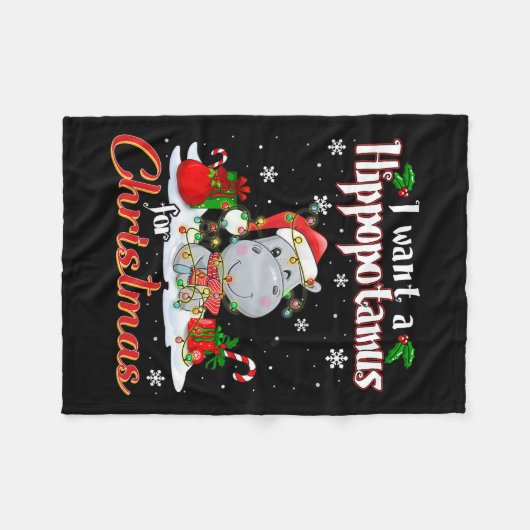 Ik wil een hippopotamus voor Kerstmis. Fleece Deken (Voorkant (Horizontaal))