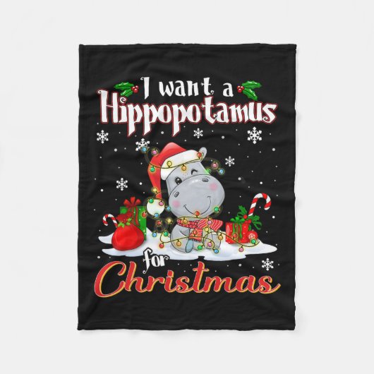 Ik wil een hippopotamus voor Kerstmis. Fleece Deken (Voorkant)