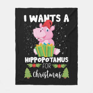 Ik wil een hippopotamus voor Kerstmis. Fleece Deken