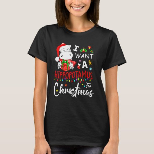 Ik wil een hippopotamus voor Kerstmis Hippo Christ T-shirt (Voorkant)