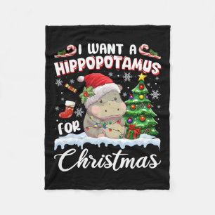 Ik wil een hippopotamus voor Kerstmis hippo-Kind Fleece Deken