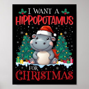 Ik wil een hippopotamus voor Kerstmis hippo-Kind Poster