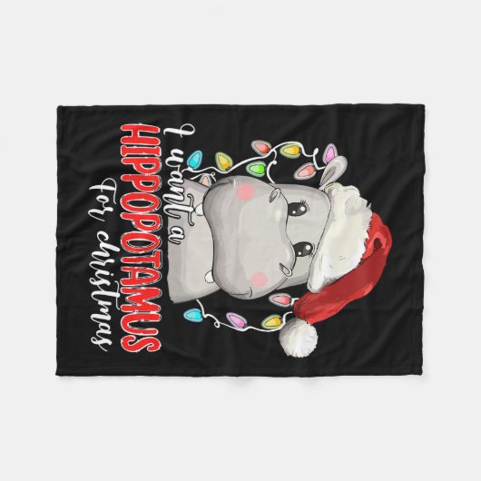 Ik wil een hippopotamus voor Kerstmis Hippo Lover  Fleece Deken (Voorkant (Horizontaal))